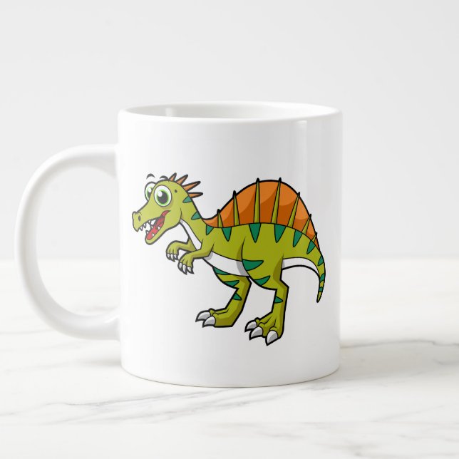 Cute Illustration Of A Smiling Spinosaurus. Giant Coffee Mug (Left)