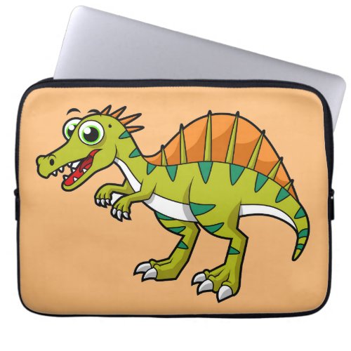 Cute Illustration Of A Smiling Spinosaurus Laptop Sleeve
