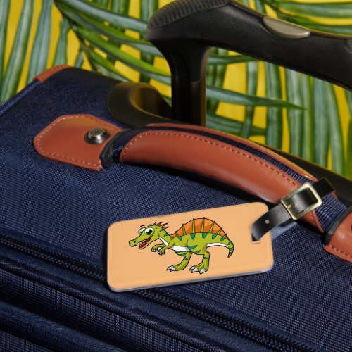 Cute Illustration Of A Smiling Spinosaurus Luggage Tag