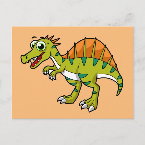 Cute Illustration Of A Smiling Spinosaurus Postcard