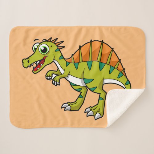 Cute Illustration Of A Smiling Spinosaurus Sherpa Blanket