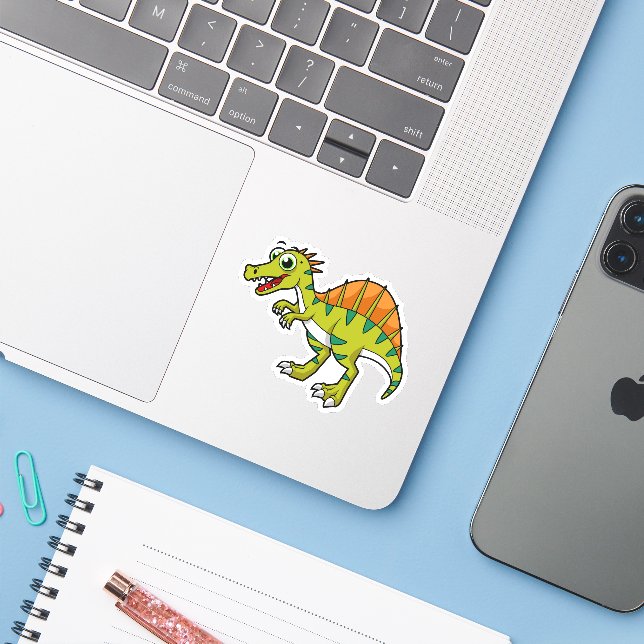 Cute Illustration Of A Smiling Spinosaurus. Sticker (Laptop w/ iPhone)