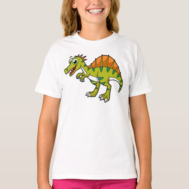 Cute Illustration Of A Smiling Spinosaurus. T-Shirt (Front)