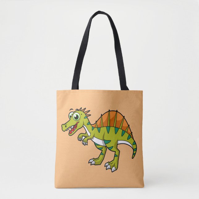 Cute Illustration Of A Smiling Spinosaurus. Tote Bag (Front)