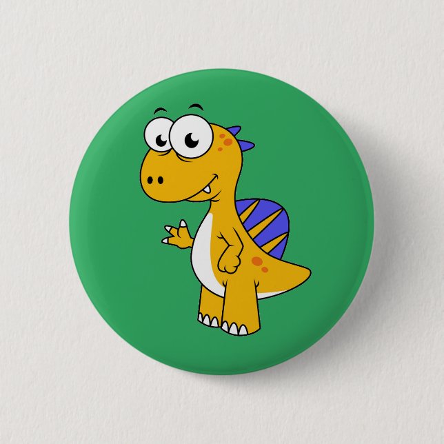 Cute Illustration Of A Spinosaurus. 2 Button (Front)