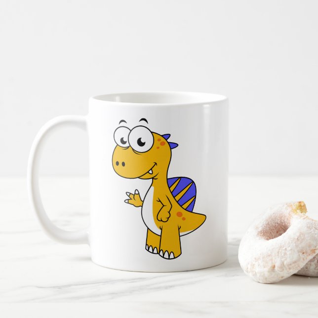 Cute Illustration Of A Spinosaurus. 2 Coffee Mug (With Donut)