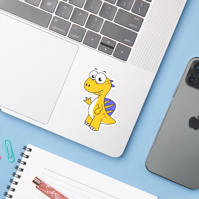 Cute Illustration Of A Spinosaurus. 2 Sticker (Laptop w/ iPhone)