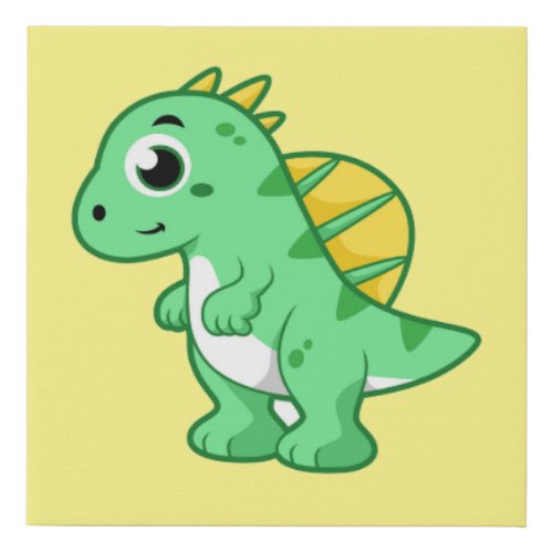 Cute Illustration Of A Spinosaurus Faux Canvas Print