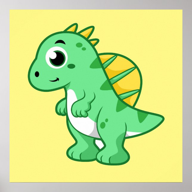 Cute Illustration Of A Spinosaurus. Poster (Front)