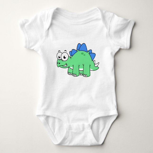 Cute Illustration Of A Stegosaurus. 2 Baby Bodysuit (Front)