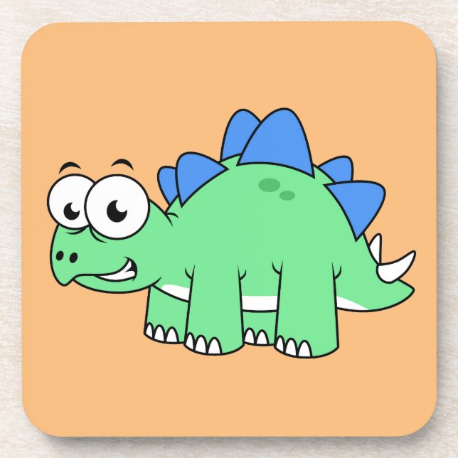 Cute Illustration Of A Stegosaurus. 2 Beverage Coaster (Front)