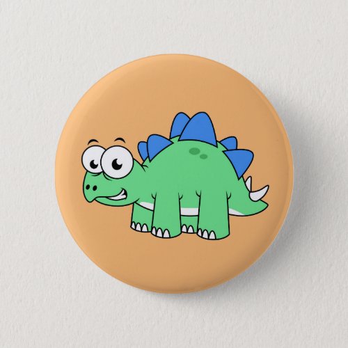 Cute Illustration Of A Stegosaurus 2 Button