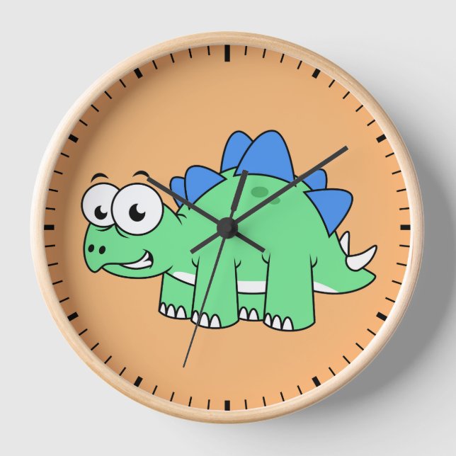 Cute Illustration Of A Stegosaurus. 2 Clock (Front)
