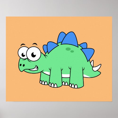 Cute Illustration Of A Stegosaurus 2 Poster