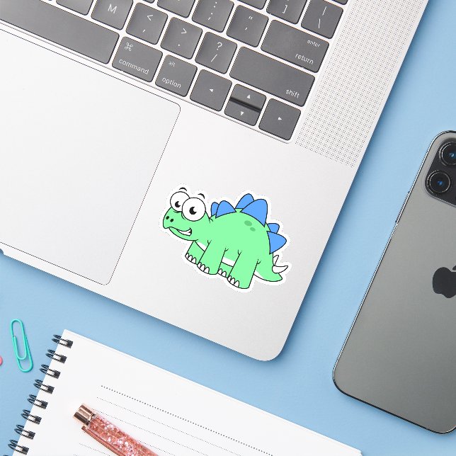Cute Illustration Of A Stegosaurus. 2 Sticker (Laptop w/ iPhone)