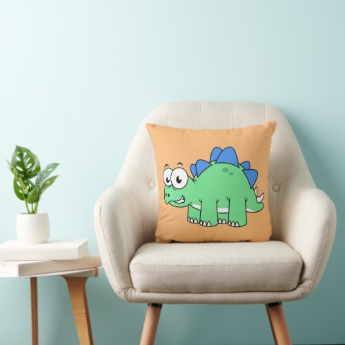 Cute Illustration Of A Stegosaurus 2 Throw Pillow