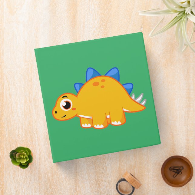Cute Illustration Of A Stegosaurus. 3 Ring Binder (In Situ)