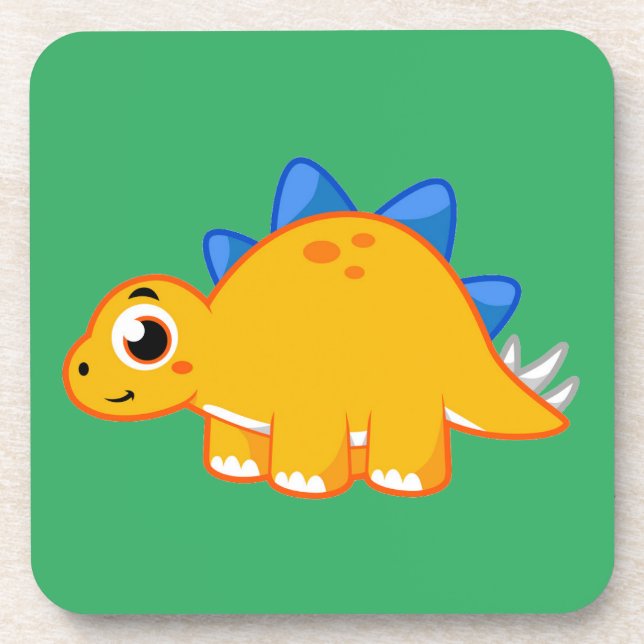 Cute Illustration Of A Stegosaurus. Beverage Coaster (Front)