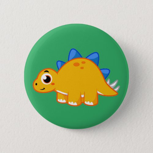 Cute Illustration Of A Stegosaurus Button
