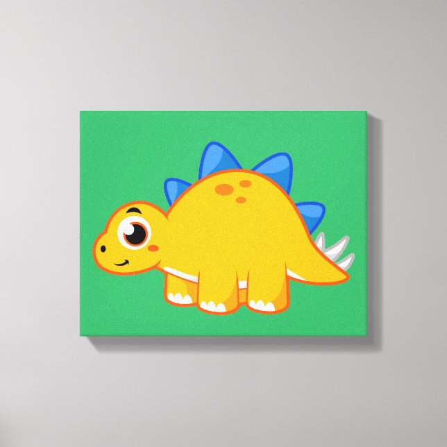 Cute Illustration Of A Stegosaurus. Canvas Print (Front)
