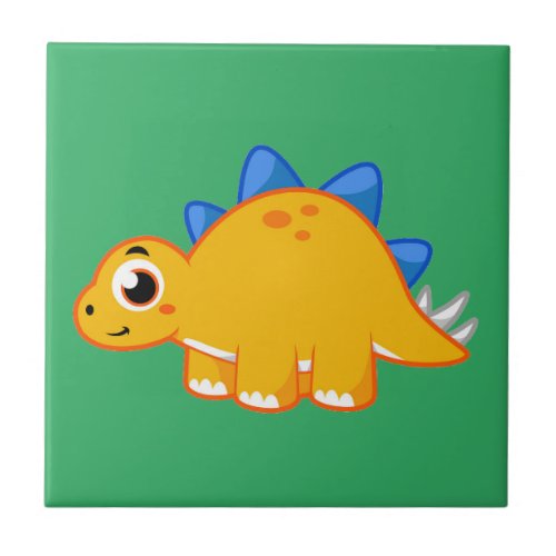 Cute Illustration Of A Stegosaurus Ceramic Tile