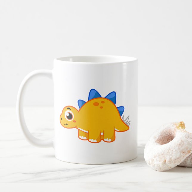 Cute Illustration Of A Stegosaurus. Coffee Mug (With Donut)