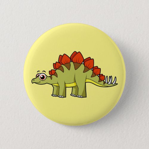 Cute Illustration Of A Stegosaurus Dinosaur Button