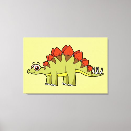 Cute Illustration Of A Stegosaurus Dinosaur Canvas Print