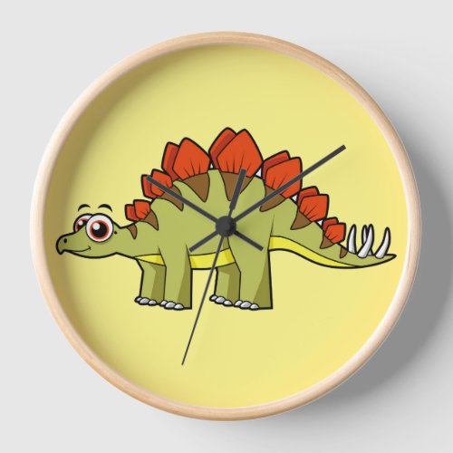 Cute Illustration Of A Stegosaurus Dinosaur Clock