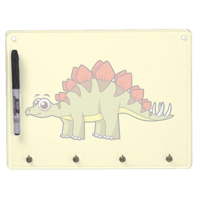 Cute Illustration Of A Stegosaurus Dinosaur. Dry Erase Board With Keychain Holder (Front)