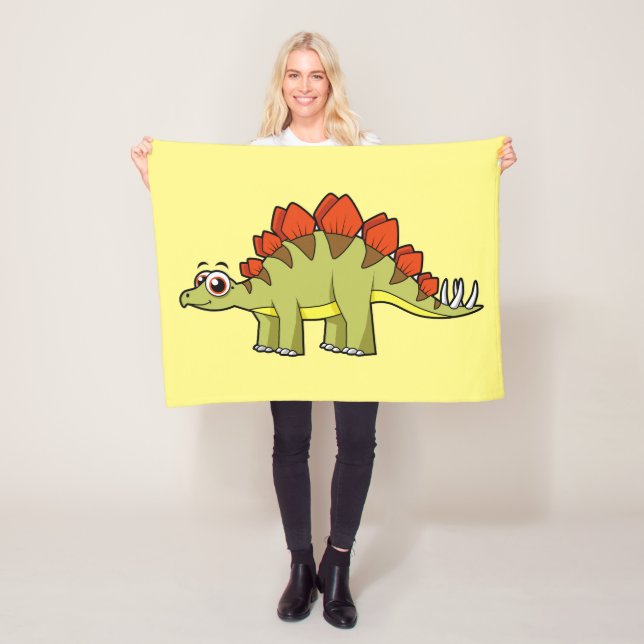 Cute Illustration Of A Stegosaurus Dinosaur. Fleece Blanket (In Situ)