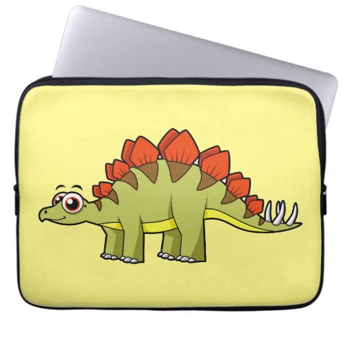 Cute Illustration Of A Stegosaurus Dinosaur Laptop Sleeve