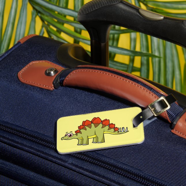 Cute Illustration Of A Stegosaurus Dinosaur. Luggage Tag (Front Insitu 3)