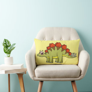 Cute Illustration Of A Stegosaurus Dinosaur. Lumbar Pillow