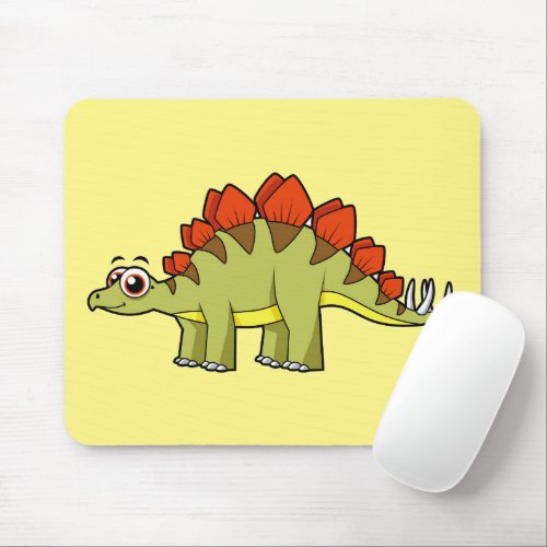 Cute Illustration Of A Stegosaurus Dinosaur Mouse Pad