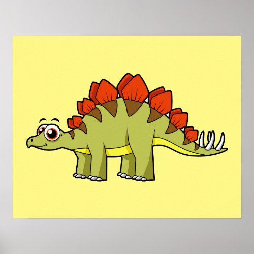 Cute Illustration Of A Stegosaurus Dinosaur Poster