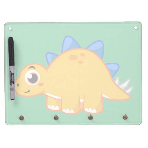 Cute Illustration Of A Stegosaurus Dry Erase Board With Keychain Holder