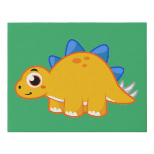 Cute Illustration Of A Stegosaurus. Faux Canvas Print