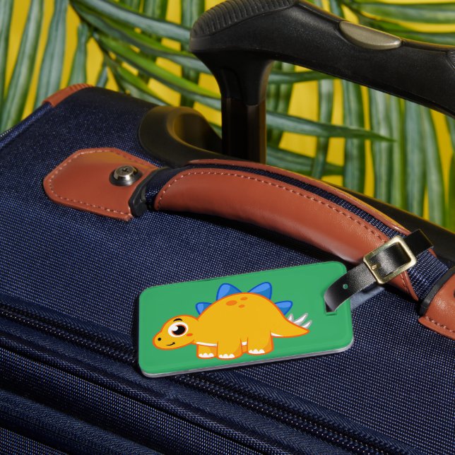 Cute Illustration Of A Stegosaurus. Luggage Tag (Front Insitu 3)