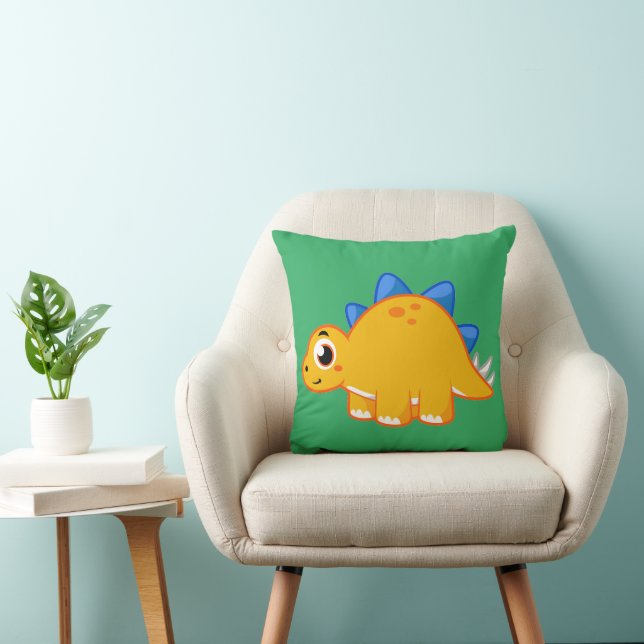 Cute Illustration Of A Stegosaurus. Throw Pillow (Chair)