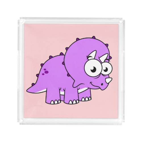 Cute Illustration Of A Triceratops Acrylic Tray