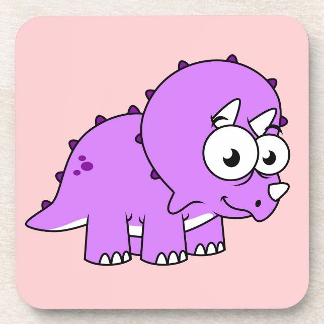 Cute Illustration Of A Triceratops. Beverage Coaster (Front)