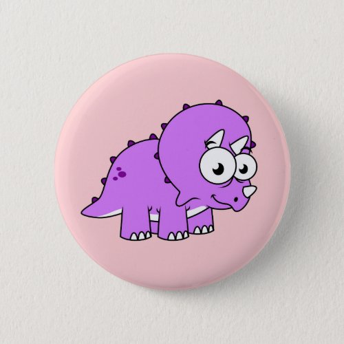 Cute Illustration Of A Triceratops Button