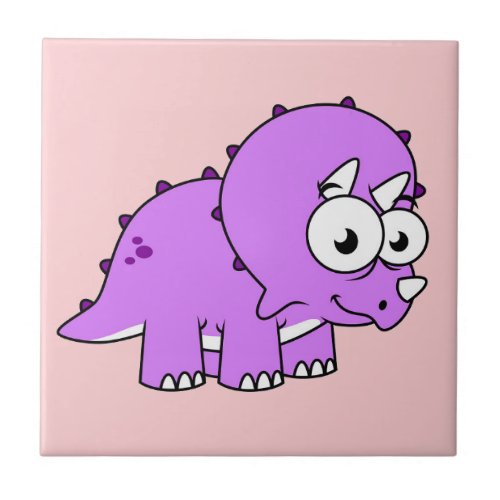 Cute Illustration Of A Triceratops Ceramic Tile