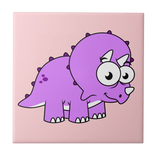 Cute Illustration Of A Triceratops. Ceramic Tile (Front)