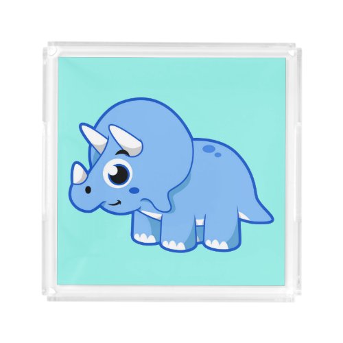 Cute Illustration Of A Triceratops Dinosaur Acrylic Tray
