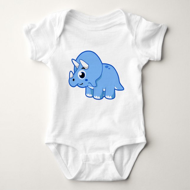Cute Illustration Of A Triceratops Dinosaur. Baby Bodysuit (Front)