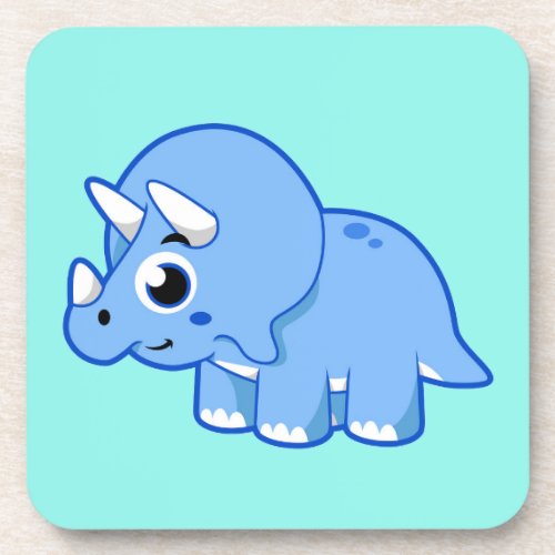 Cute Illustration Of A Triceratops Dinosaur Beverage Coaster