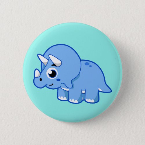 Cute Illustration Of A Triceratops Dinosaur Button