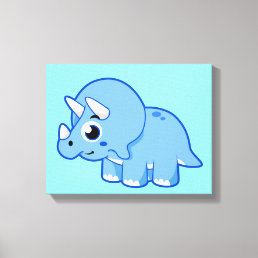 Cute Illustration Of A Triceratops Dinosaur. Canvas Print